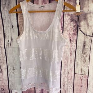 White sheer sequin tank